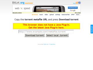 BitLet - the BitTorrent Applet thumbnail